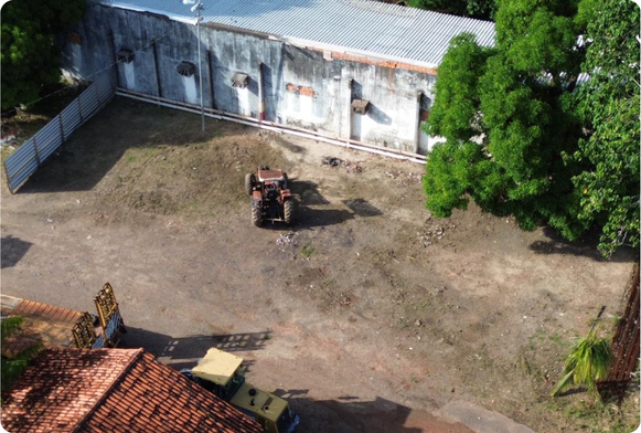 Imagem aérea do local da construção da Casa do Produtor | Foto: Renan Sousa/PMM