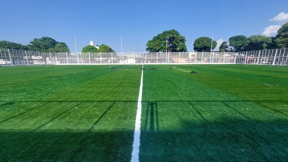 Arena Turíbio Guimarães recebeu novo gramado para 59ª Copa Marcílio Dias — Foto: Reprodução/Costa Filho