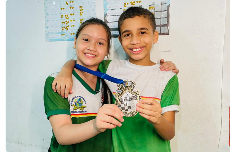 Yasmim Rafaele ao lado do colega José Pietro | Foto: Emanuelle Gomes /PMM